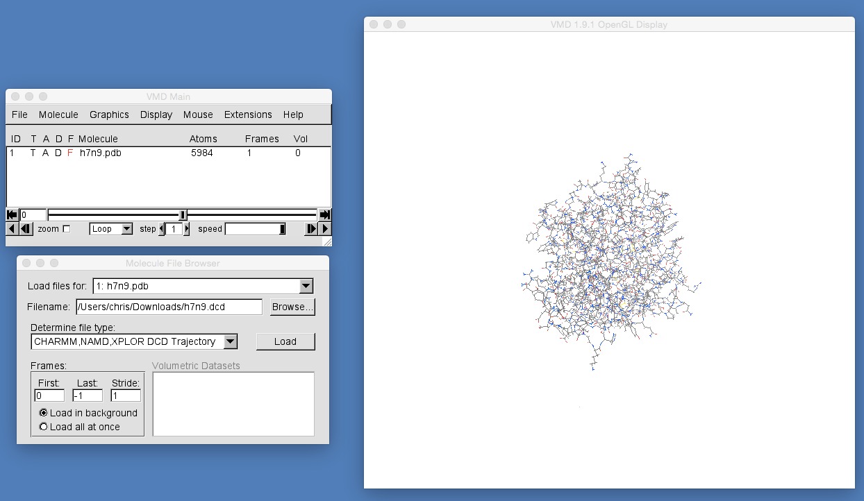 Image showing molecule file browser to load trajectory