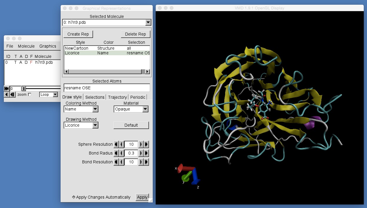 Image showing oseltamivir bound to neuraminidase